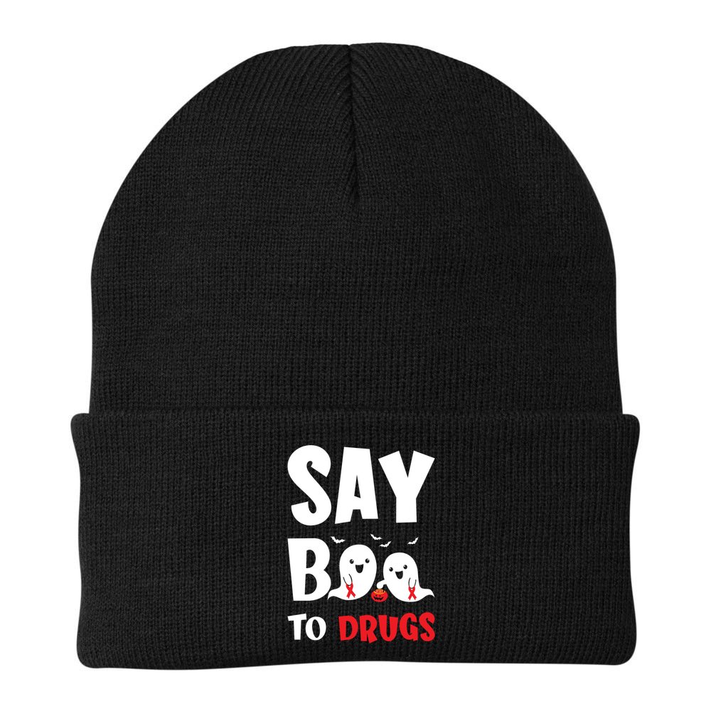 Say Boo To Drugs Red Ribbon Week Awareness Cool Gift Beanie