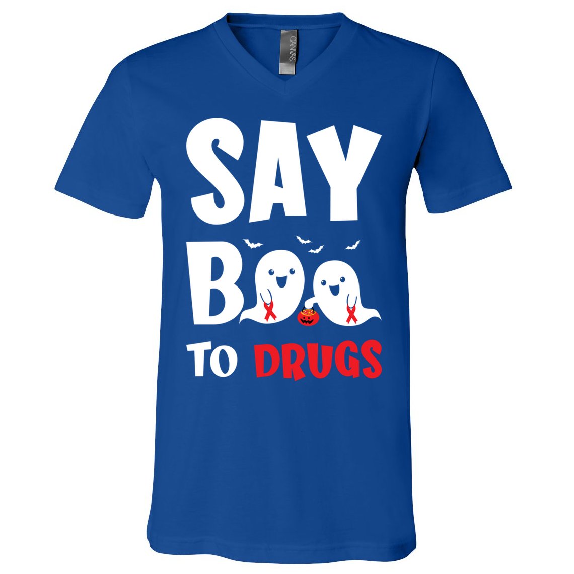 Say Boo To Drugs Red Ribbon Week Awareness Cool Gift V-Neck T-Shirt