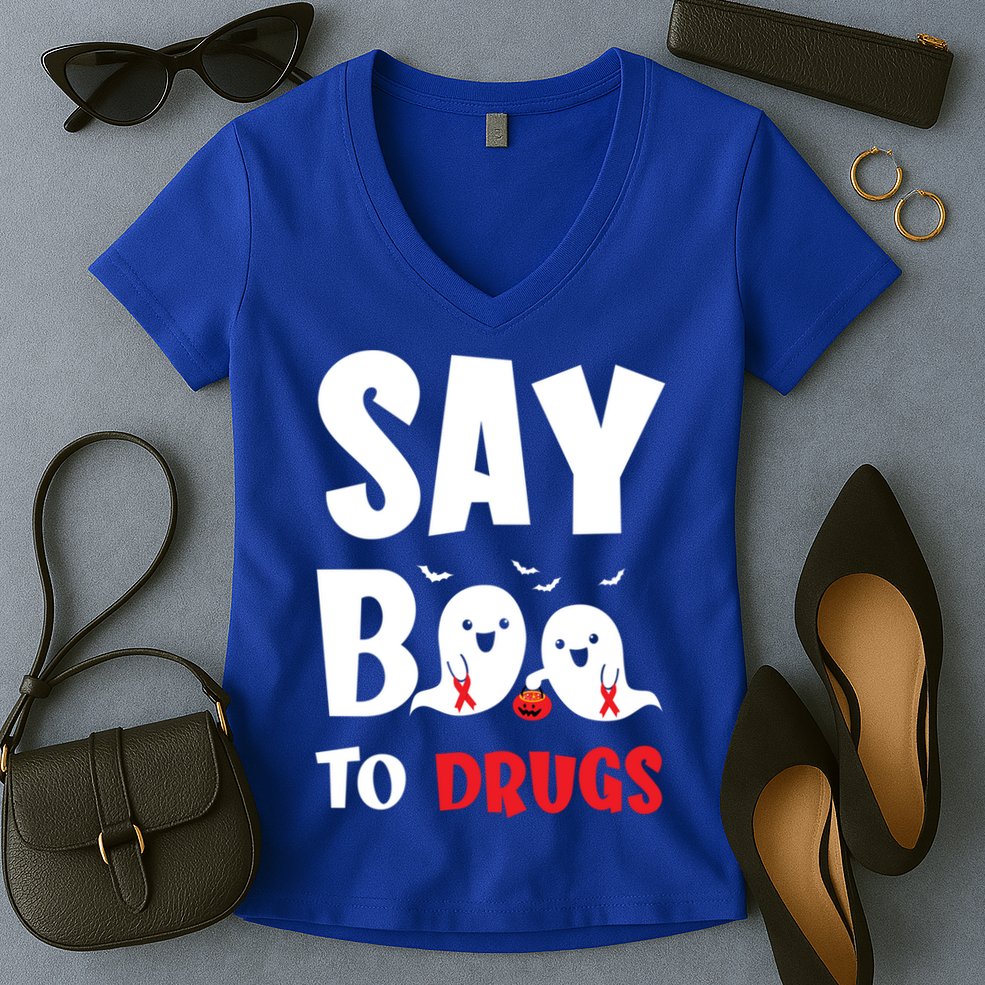 Say Boo To Drugs Red Ribbon Week Awareness Cool Gift Women's V-Neck T-Shirt