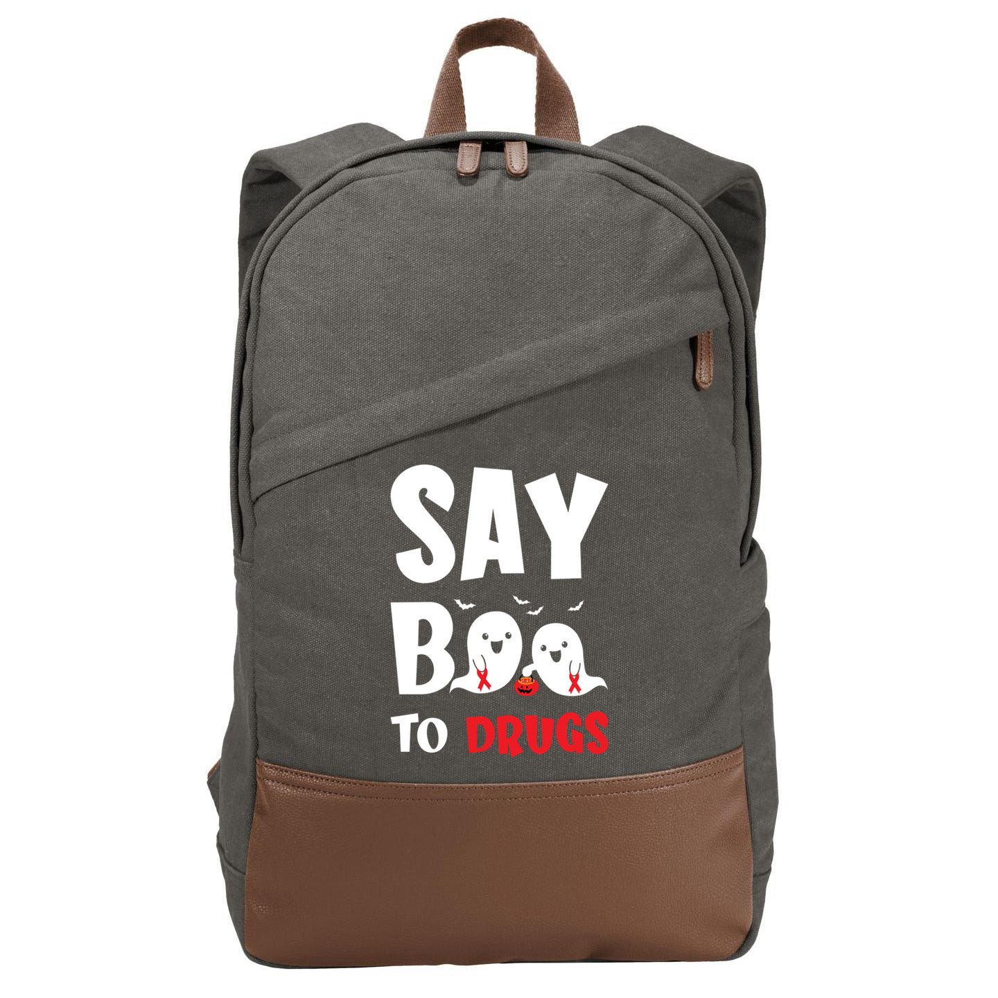 Say Boo To Drugs Red Ribbon Week Awareness Cool Gift Cotton Canvas Backpack