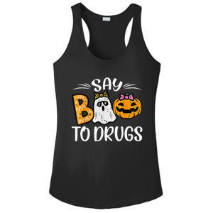 Say Boo To Drugs Funny Halloween Red Ribbon Week Awareness Ladies PosiCharge Competitor Racerback Tank