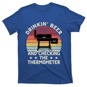 Smoker Beer Thermometer Retro Bbq Grill Pitmaster Dad Funny Gift T-Shirt