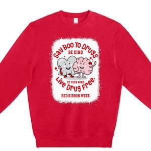 Say Boo To Drugs Funny Halloween Red Ribbon Week Awareness Premium Crewneck Sweatshirt