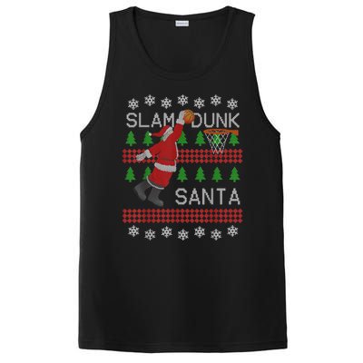 Santa Basketball Ugly Christmas Art Slam Dunk Santa PosiCharge Competitor Tank