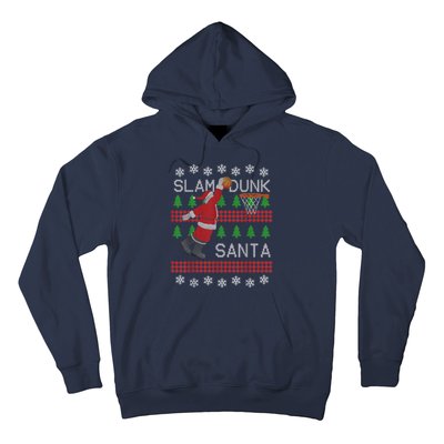 Santa Basketball Ugly Christmas Art Slam Dunk Santa Hoodie