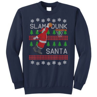 Santa Basketball Ugly Christmas Art Slam Dunk Santa Sweatshirt