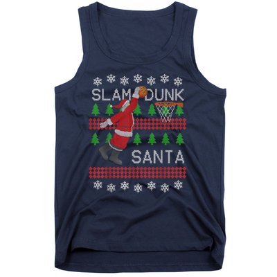 Santa Basketball Ugly Christmas Art Slam Dunk Santa Tank Top