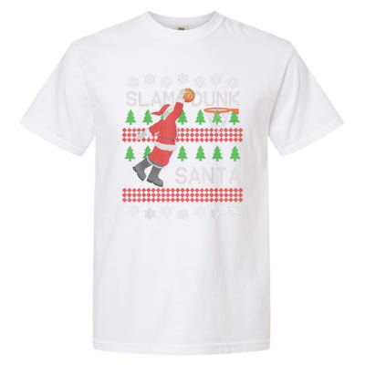 Santa Basketball Ugly Christmas Art Slam Dunk Santa Garment-Dyed Heavyweight T-Shirt