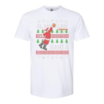 Santa Basketball Ugly Christmas Art Slam Dunk Santa Softstyle® CVC T-Shirt