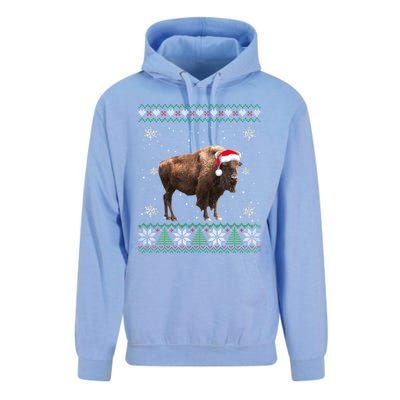 Santa Bison Ugly Sweater Animals Christmas Pajama Gift Unisex Surf Hoodie