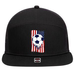 Soccer Ball USA American Flag Patriotic Football 7 Panel Mesh Trucker Snapback Hat