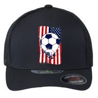 Soccer Ball USA American Flag Patriotic Football Flexfit Unipanel Trucker Cap