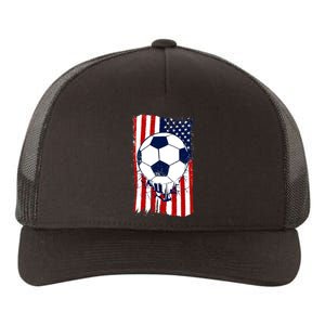 Soccer Ball USA American Flag Patriotic Football Yupoong Adult 5-Panel Trucker Hat