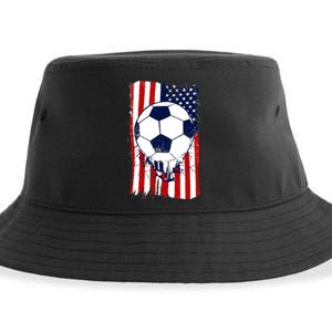 Soccer Ball USA American Flag Patriotic Football Sustainable Bucket Hat