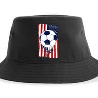 Soccer Ball USA American Flag Patriotic Football Sustainable Bucket Hat