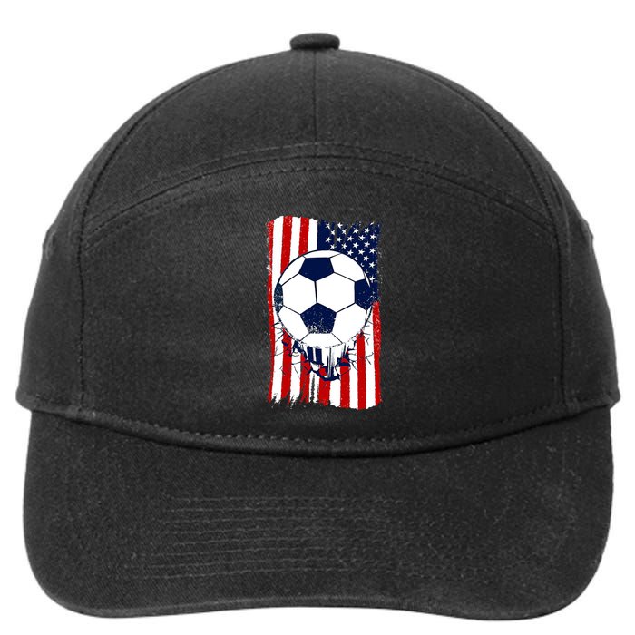 Soccer Ball USA American Flag Patriotic Football 7-Panel Snapback Hat