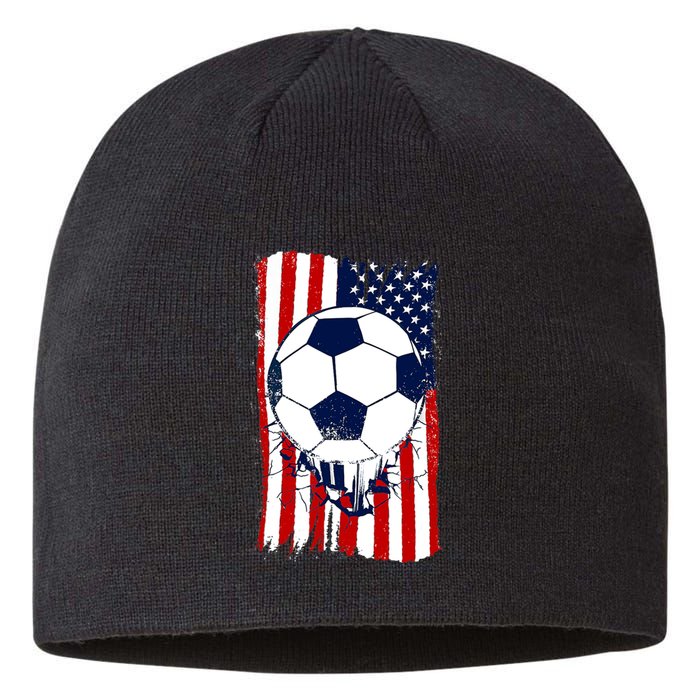 Soccer Ball USA American Flag Patriotic Football Sustainable Beanie