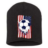 Soccer Ball USA American Flag Patriotic Football Short Acrylic Beanie