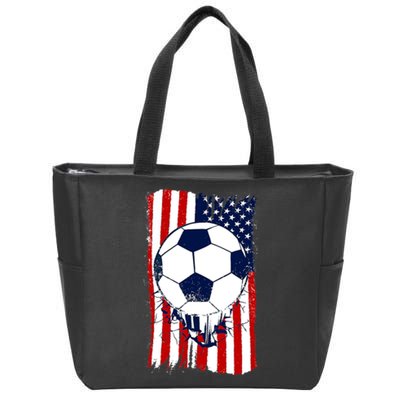 Soccer Ball USA American Flag Patriotic Football Zip Tote Bag