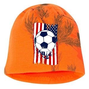 Soccer Ball USA American Flag Patriotic Football Kati - Camo Knit Beanie