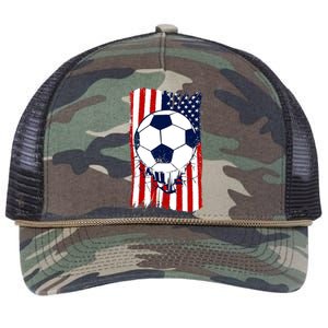 Soccer Ball USA American Flag Patriotic Football Retro Rope Trucker Hat Cap