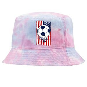 Soccer Ball USA American Flag Patriotic Football Tie-Dyed Bucket Hat