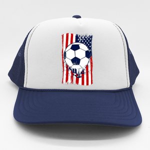 Soccer Ball USA American Flag Patriotic Football Trucker Hat