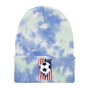 Soccer Ball USA American Flag Patriotic Football Tie Dye 12in Knit Beanie