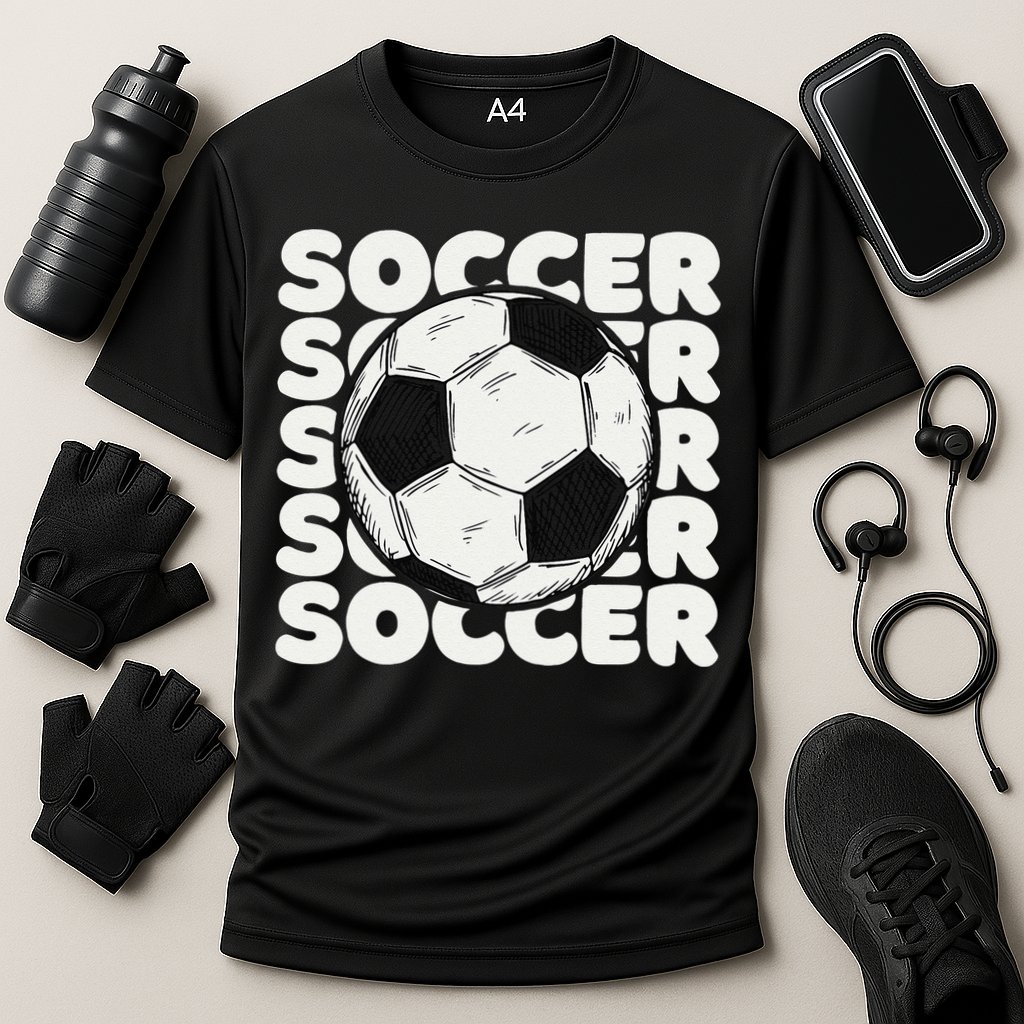 Soccer Ball USA American Flag Patriotic Football Cooling Performance Crew T-Shirt