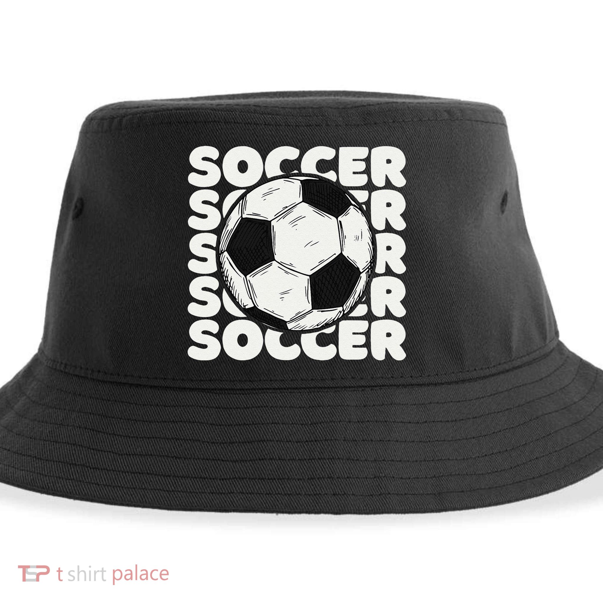 Soccer Ball USA American Flag Patriotic Football Sustainable Bucket Hat