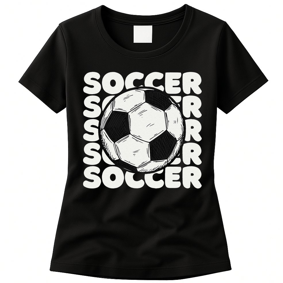 Soccer Ball USA American Flag Patriotic Football Womens T-Shirt