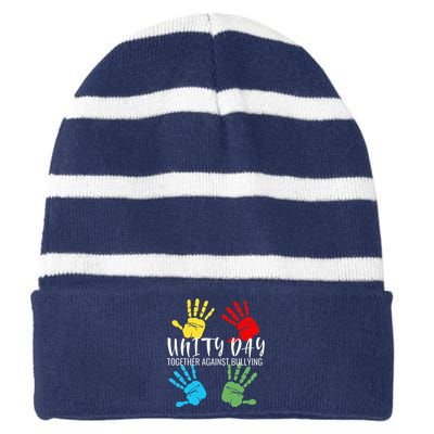 Stop Bullying Unity Day Orange for Teachers Striped Beanie with Solid Band