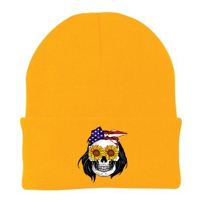 Skull Bandana Us Flag 4th Of July Funny Gift Cute Gift Knit Cap Winter Beanie