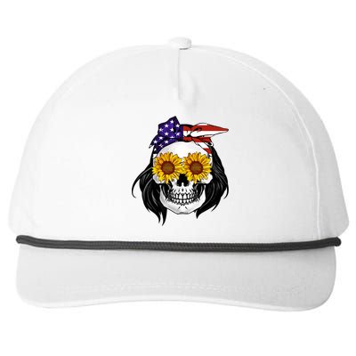 Skull Bandana Us Flag 4th Of July Funny Gift Cute Gift Snapback Five-Panel Rope Hat