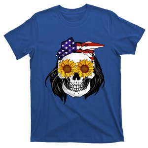 Skull Bandana Us Flag 4th Of July Funny Gift Cute Gift T-Shirt