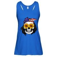 Skull Bandana Us Flag 4th Of July Funny Gift Cute Gift Ladies Essential Flowy Tank