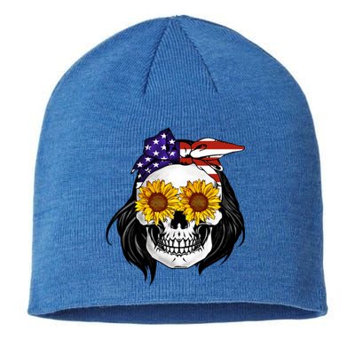 Skull Bandana Us Flag 4th Of July Funny Gift Cute Gift Sustainable Beanie