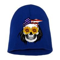 Skull Bandana Us Flag 4th Of July Funny Gift Cute Gift Short Acrylic Beanie