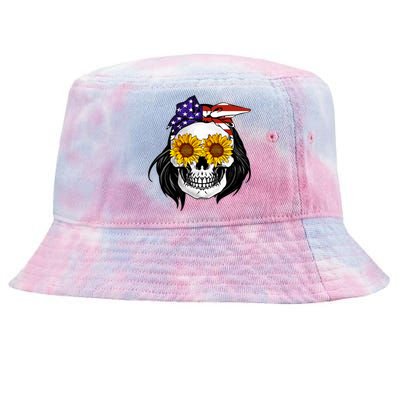 Skull Bandana Us Flag 4th Of July Funny Gift Cute Gift Tie-Dyed Bucket Hat