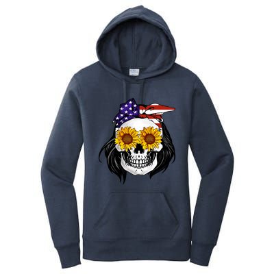 Skull Bandana Us Flag 4th Of July Funny Gift Cute Gift Women's Pullover Hoodie