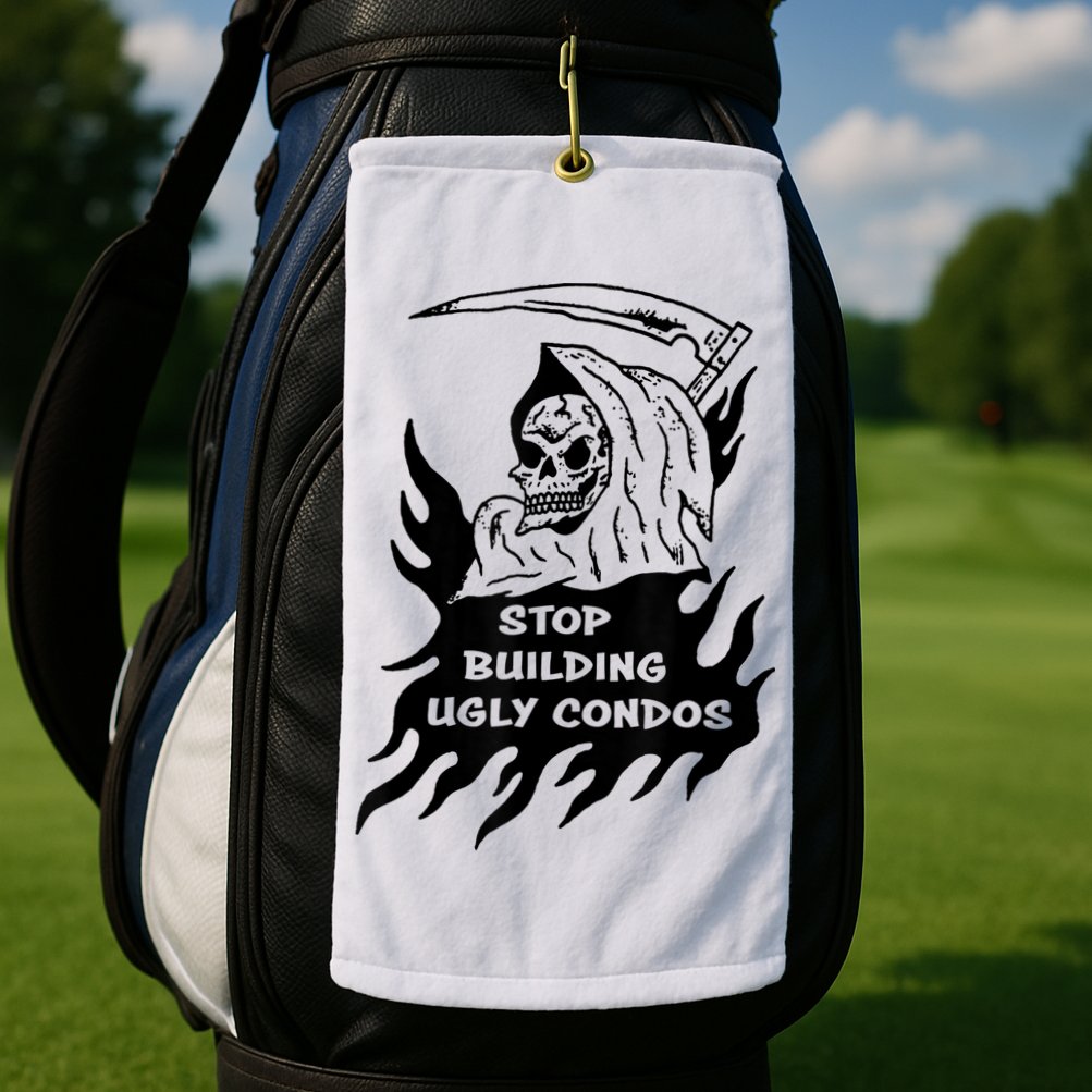 Stop building ugly condos Golf Towel