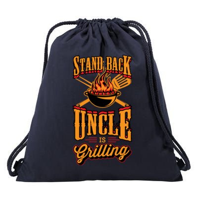 Stand Back Uncle Is Grilling Grill Flame Master Bbq Dad Gift Drawstring Bag