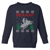 Snowmobile Braaap Ugly Christmas Toddler Sweatshirt