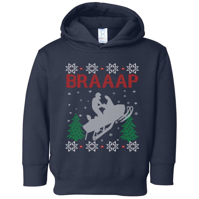 Snowmobile Braaap Ugly Christmas Toddler Hoodie