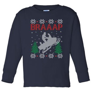 Snowmobile Braaap Ugly Christmas Toddler Long Sleeve Shirt