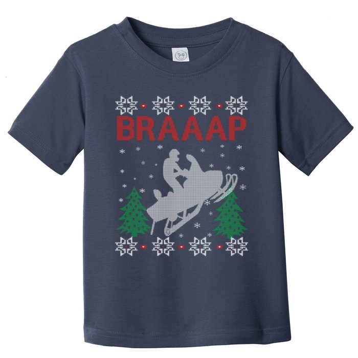 Snowmobile Braaap Ugly Christmas Toddler T-Shirt