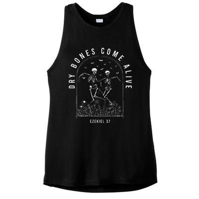 Skeleton Bible Verse Dry Bones Come Alive Christian Jesus Ladies PosiCharge Tri-Blend Wicking Tank