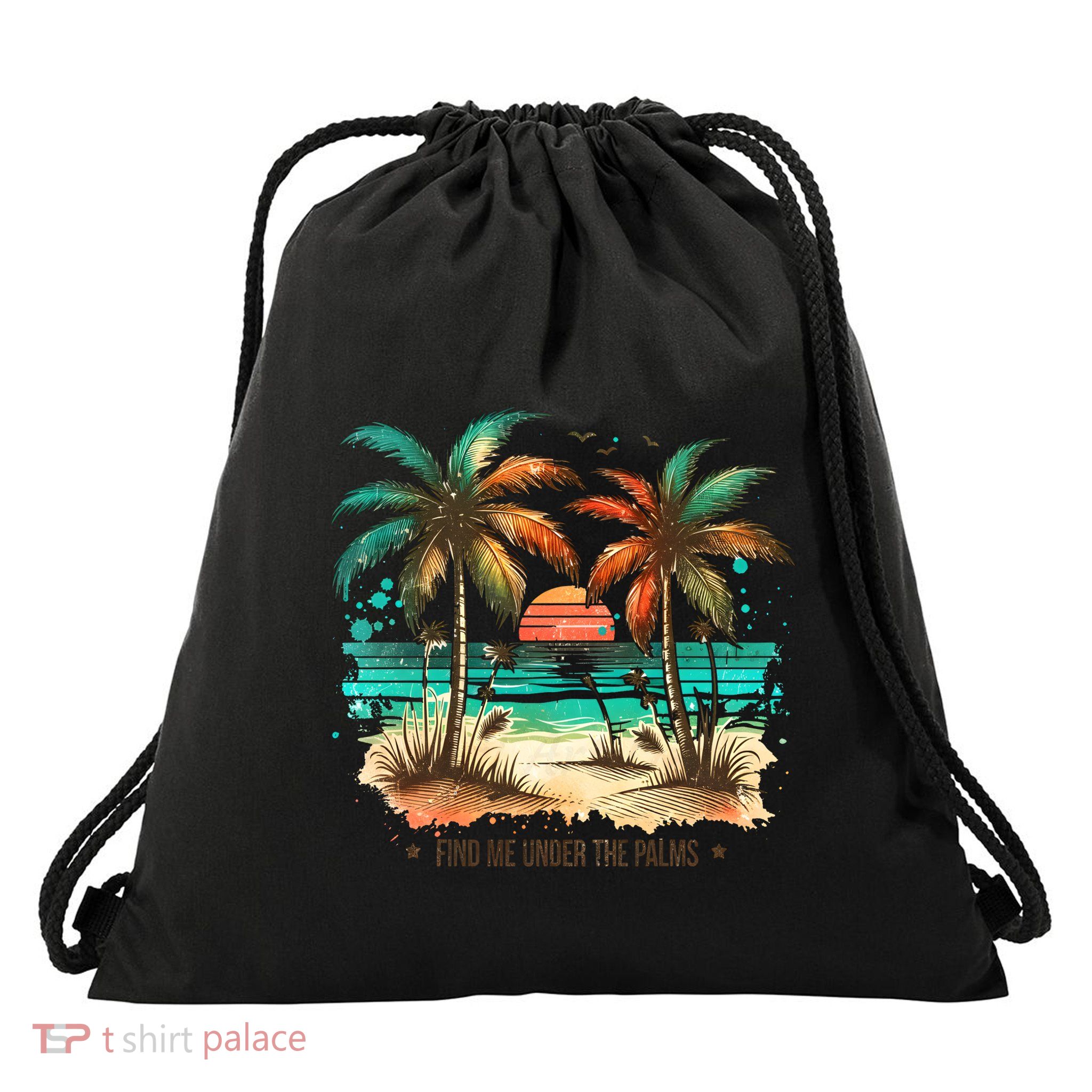 Summer Beach Vibe Holiday Vacation Trip Drawstring Bag
