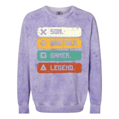 Son Brother Video Gamer Legend Gaming Teens Colorblast Crewneck Sweatshirt