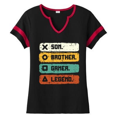 Son Brother Video Gamer Legend Gaming Teens Ladies Halftime Notch Neck Tee